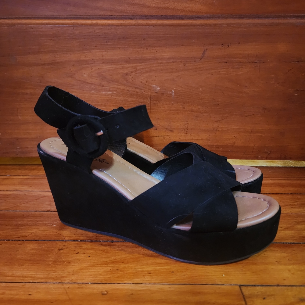American Eagle Outfitters Black Wedge Sandals
